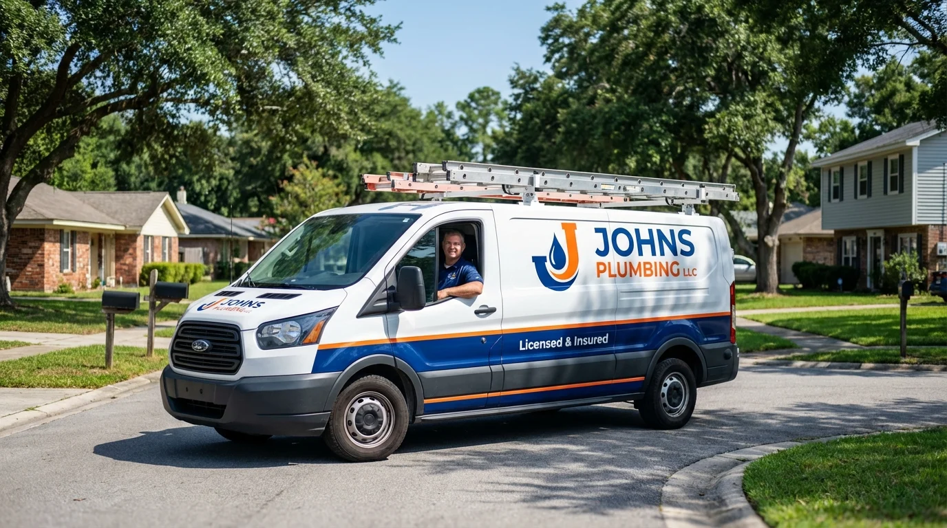 Johns Plumbing LLC service van in Montgomery, NY